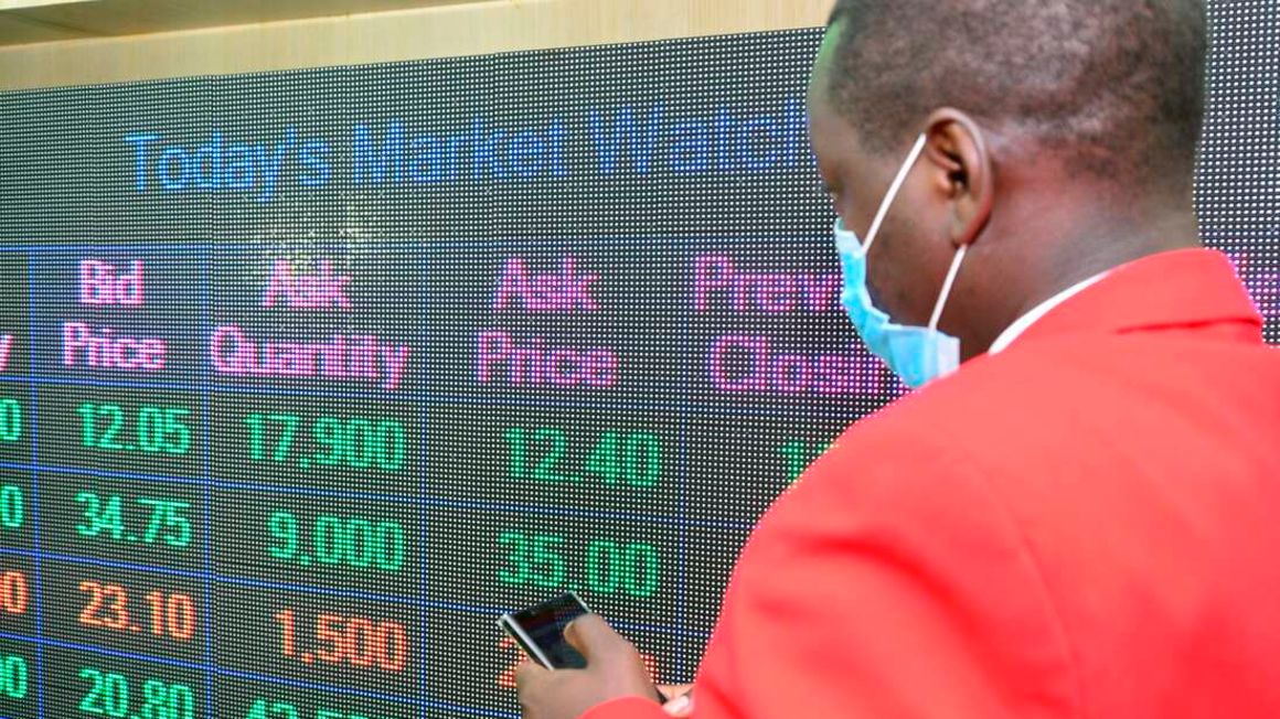 A STOCKBROKER YESTERDAY AT THE NSE DURING WHICH THE BOURSE HIT A RECORD HIGH OF 70 BILLION IN A SINGLE DAY