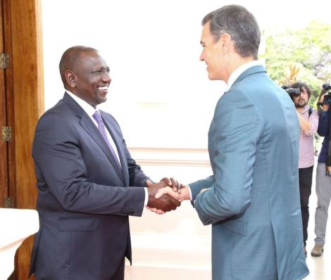 Kenya's President William Ruto together with Spain's Prime Minister Pedro Sanchez. Ruto shared Kenya's desire and Goal to plant over 10 billion trees in Tean years. This move is expected to reverse the effects of climate change.