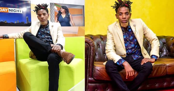 Veteran comedian Eric Omondi at a Tv interview. The comedian has advised Daddy Owen to stop looking for a wife on social media.