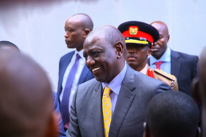 President William Ruto arriving at the Kenya National Chamber of Commerce and Industry (KNCCI) Annual General Meeting in Nairobi on November 10, 2022. He was accompanied by DP Rigathi Gachgua, KNCCI President Richard Ngatia, Trade CS Moses Kuria and Foreign Affairs CS Alfred Mutua among others.